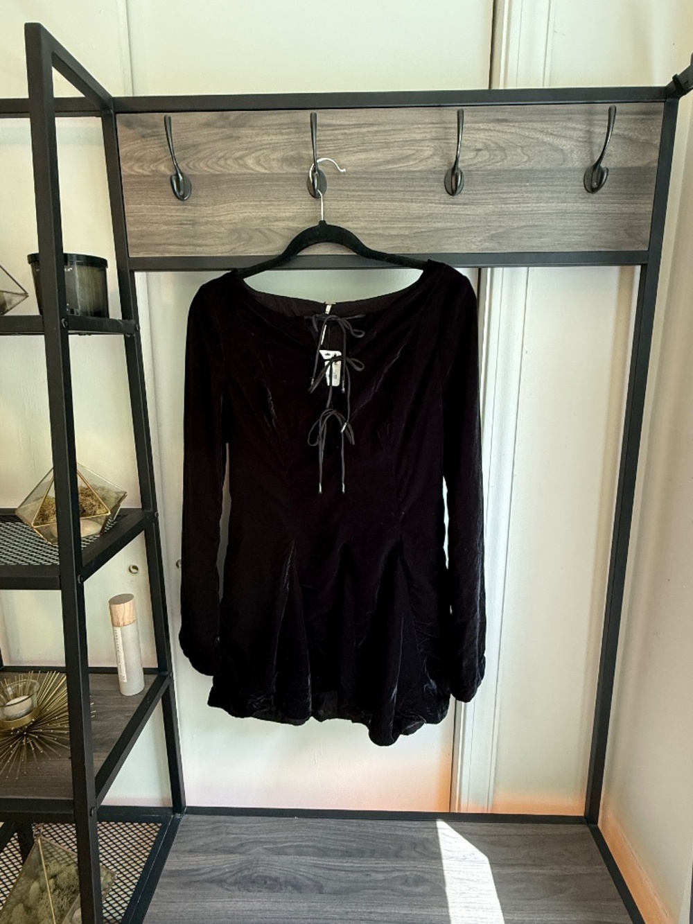 NWT Free People Black Velvet Mini Dress sz 6